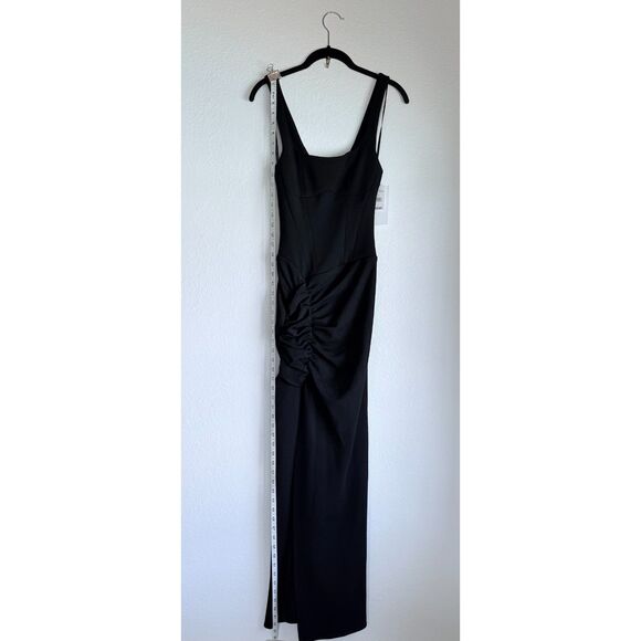 NWT The Mannei Wishaw Ruched Square Neck Scoop Back Maxi Dress in Black Size 2 - Picture 9 of 12